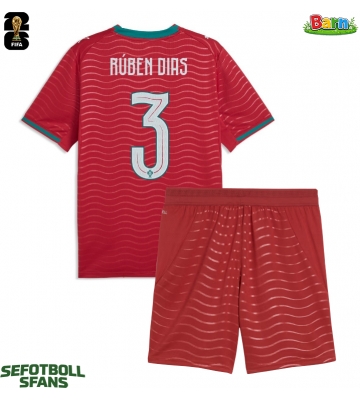 Portugal Ruben Dias #3 Hemmaställ Barn VM 2026 Kortärmad (+ Korta byxor)